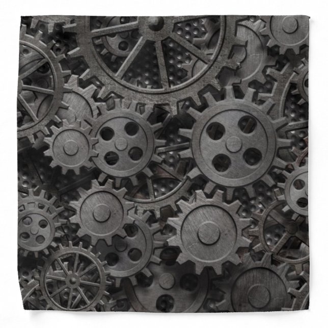 Many old rusty metal gears or machine parts bandana (Front)