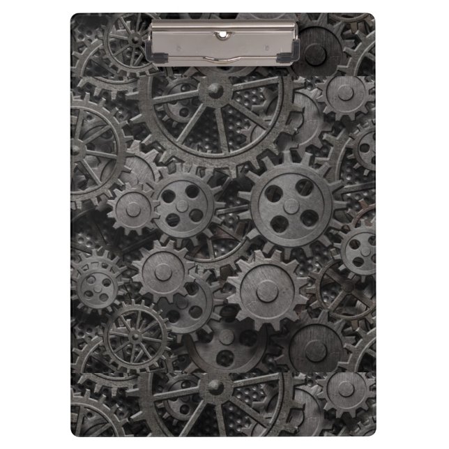 Many old rusty metal gears or machine parts clipboard (Front)