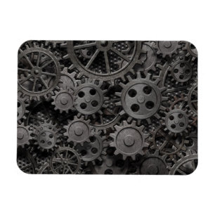 Many old rusty metal gears or machine parts magnet