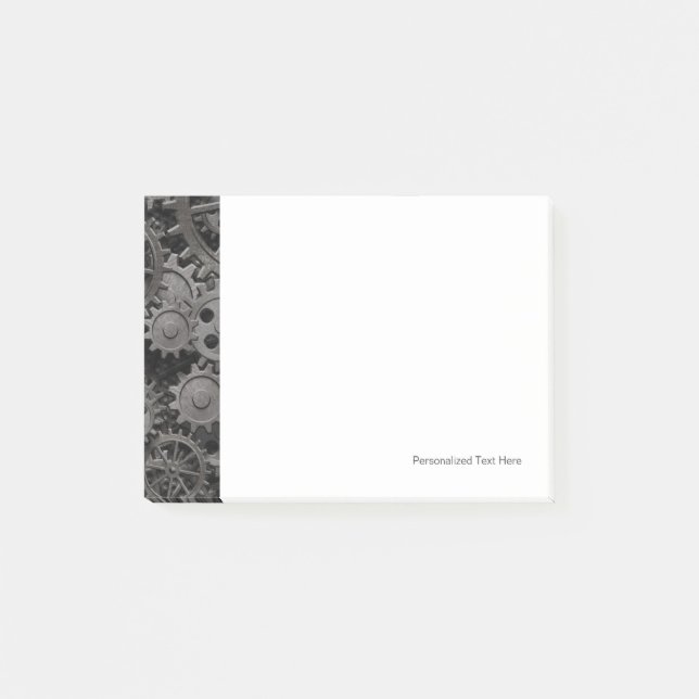 Many old rusty metal gears or machine parts post-it notes (Front)