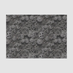 Many old rusty metal gears or machine parts tissue paper