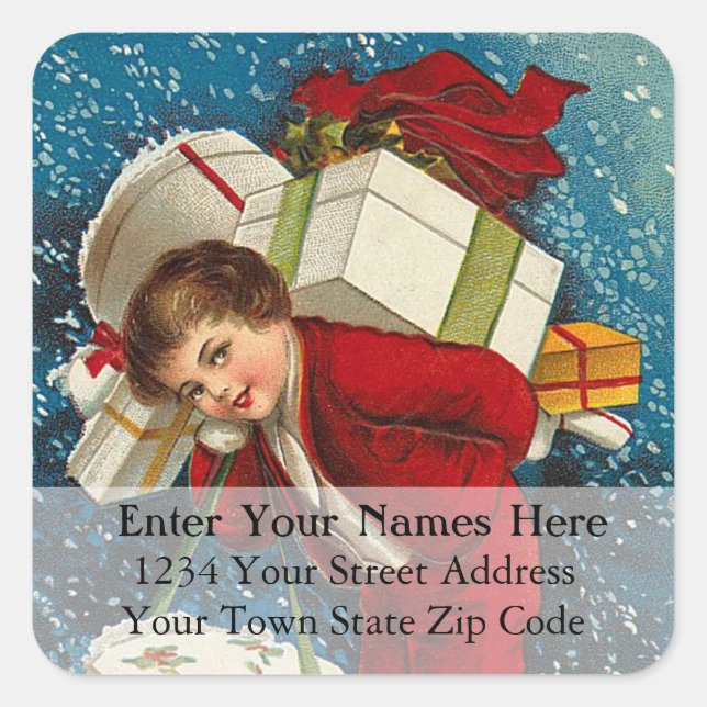 Many Packages Vintage Christmas Address Label (Front)