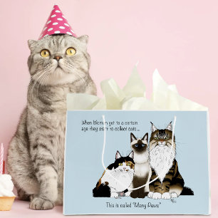 Many Paws Funny Menopause Cat Lady Humor Blue Large Gift Bag