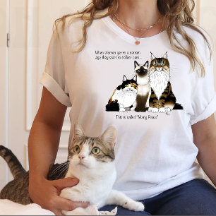Many Paws Funny Menopause Cat Lady Humor Blue Tri-Blend Shirt