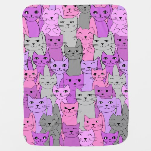 Many Pink Cats Design Baby Blanket