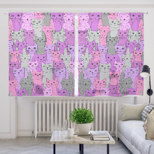 Many Pink Cats Design Curtain