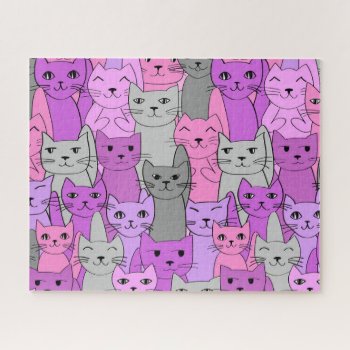 Many Pink Cats Design Jigsaw Puzzle by SjasisDesignSpace at Zazzle