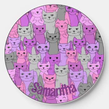 Many Pink Cats Design Wireless Charger by SjasisDesignSpace at Zazzle