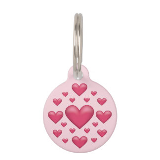 Many Pink Hearts On Light Pink & Pet's Info Pet ID Tag