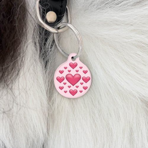 Many Pink Hearts On Light Pink  Pets Info Pet ID Tag