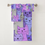 Many Purple Cats Design Bath Towel Set at Zazzle