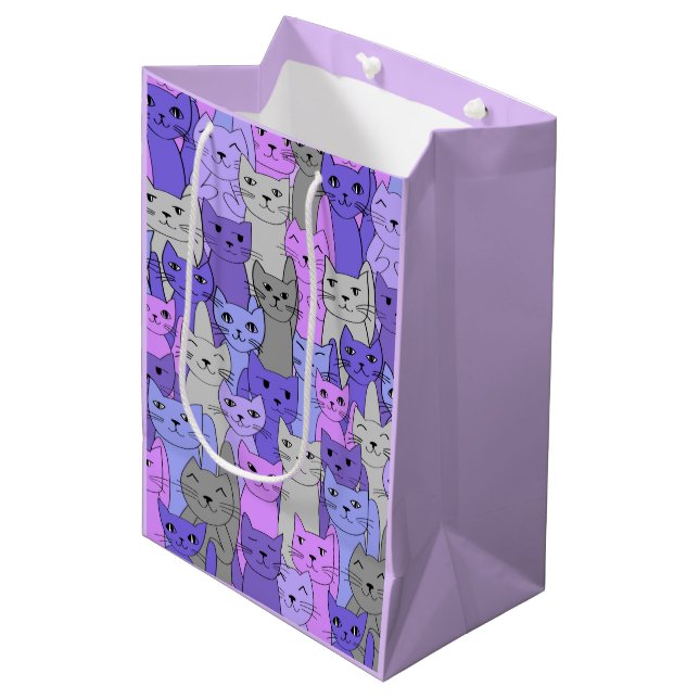 Many Purple Cats Design Gift Bag (Front Angled)