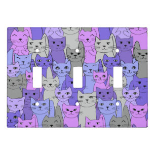 Many Purple Cats Design Light Switch Cover