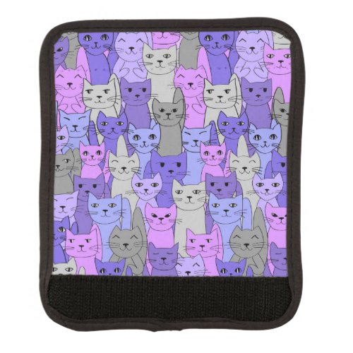 Many Purple Cats Design Luggage Handle Wrap