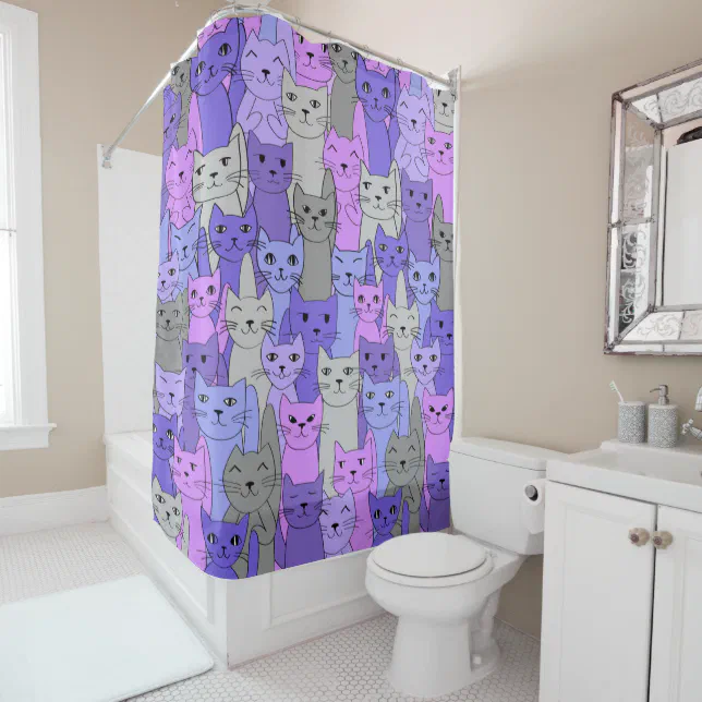 Many Purple Cats Design Shower Curtain Zazzle