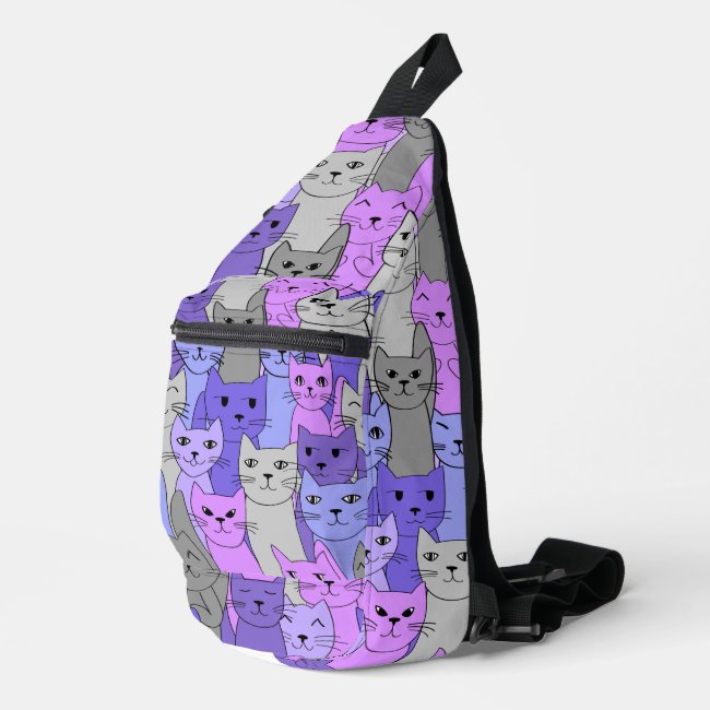 Many Purple Cats Design Sling Bag