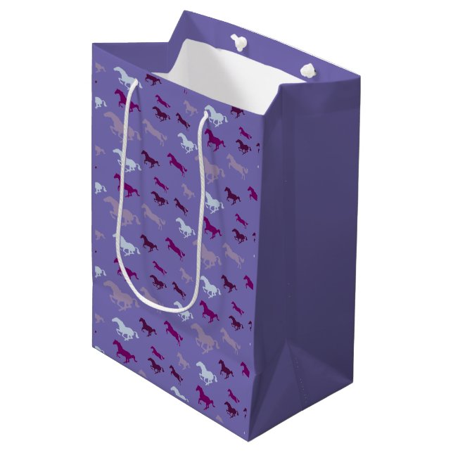 Many Purple Horses Design Gift Bag (Front Angled)