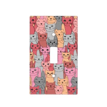 Many Red Cats Design Light Switch Cover by SjasisDesignSpace at Zazzle