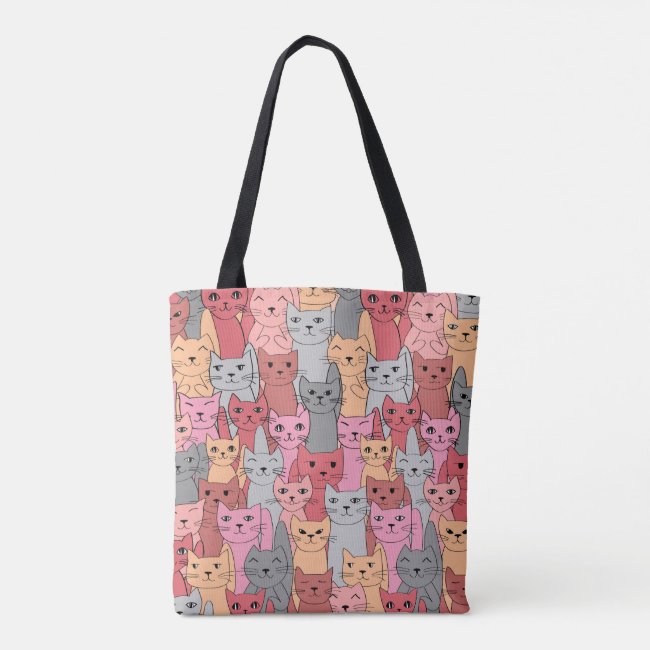 Many Red Cats Design Tote Bag