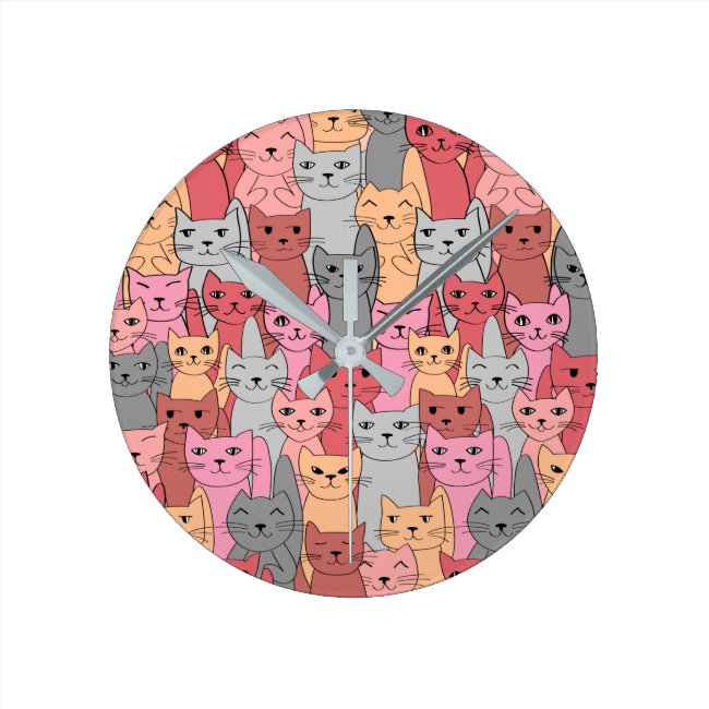 Many Red Cats Design Wall Clock