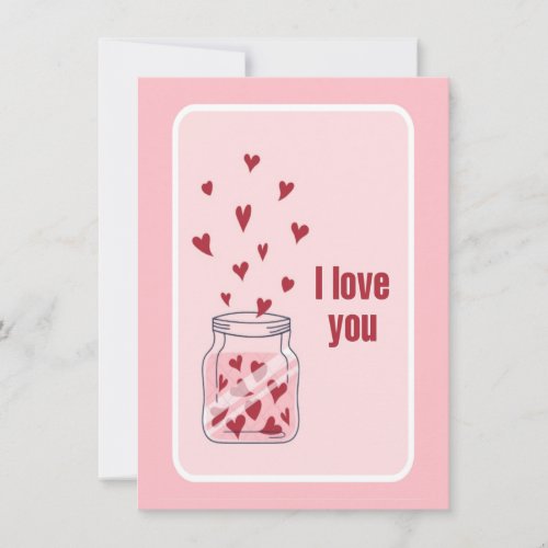 many red heart and I love you  Thank You Card