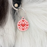 Many Red Hearts On Blush Pink & Pet's Info Pet ID Tag<br><div class="desc">Destei's red hearts in different sizes on a blush pink background color. On the other side there are two personalizable text areas for a name and for a phone number together with more red hearts.</div>