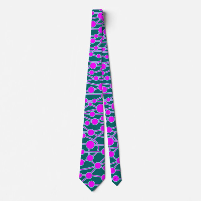 Many Roads II Magenta & Turquoise on Teal 006666 Neck Tie (Front)