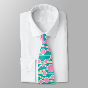 Many Roads II Pink & Cream on Aqua 0ABAB5 Neck Tie