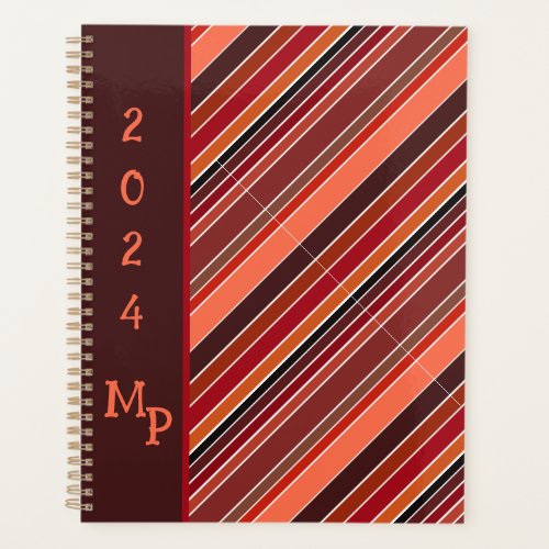 Many Shades of Red Salsa Stripes Personalized  Planner