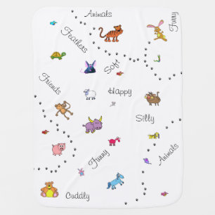 Many silly animals stroller blanket