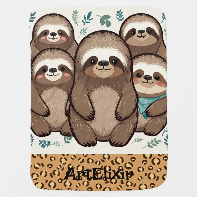 Many Sloth Baby Blanket (Front)