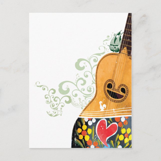 Many Symbols of Portugal - Portuguese Guitar Postcard (Front)
