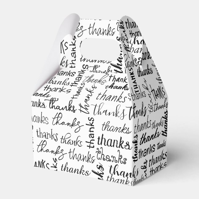 Many Thanks Black Text On White Favor Boxes (Front Side)