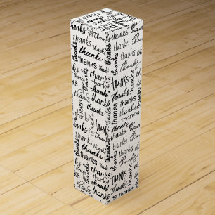 Many Thanks Black Text On White Wine Box