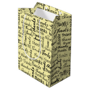 Many Thanks Black Text On Yellow Medium Gift Bag