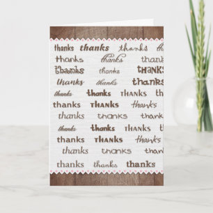 many thanks on wood border thank you card