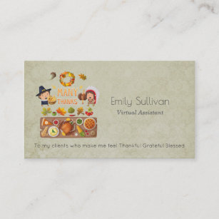 Many Thanks Pilgrim And Native Thanksgiving Feast Business Card