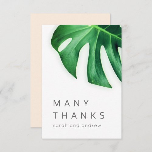 Many Thanks Tropical Palm Leaf Minimalist Thank You Card