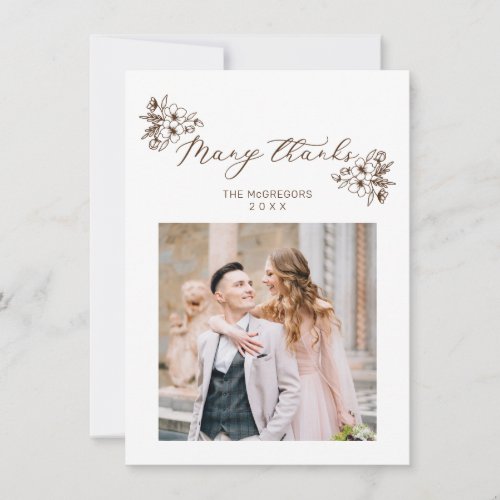 Many Thanks Wedding Floral Whimsical Script