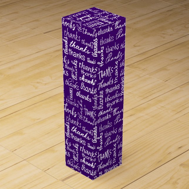 Many Thanks White Text On Purple Wine Box (Front)