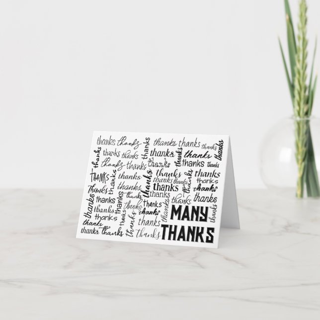 Many THANKS Word Cloud Letterpress Thank You Card (Front)