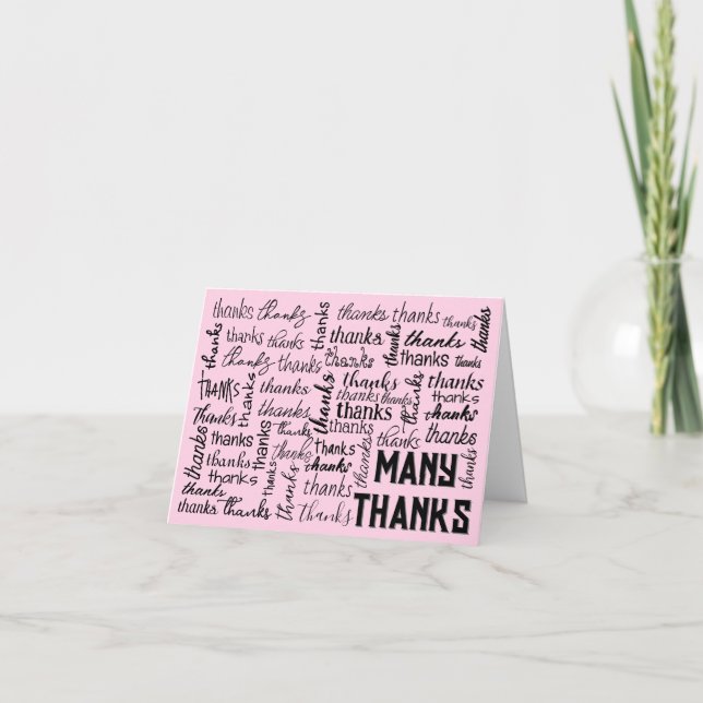 Many THANKS Word Cloud Letterpress Thank You Card (Front)