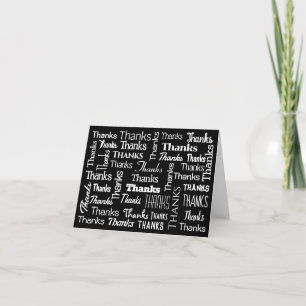 Many Thanks Word Cloud On Black Letterpress Thank You Card