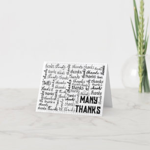 Many THANKS Word Cloud On Gingham Letterpress Thank You Card