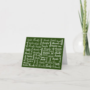 Many THANKS Word Cloud On Green Letterpress Thank You Card