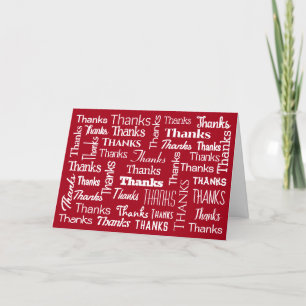 Many Thanks Word Cloud On Red Letterpress Thank You Card
