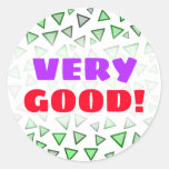 [ Thumbnail: Many Triangles Colored Various Shades of Green Round Sticker ]