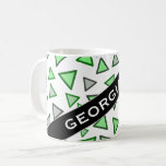 [ Thumbnail: Many Triangles Colored Various Shades of Green Mug ]