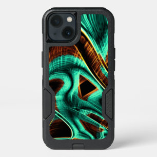 Many twisted aquamarine tapes and coffee grooves iPhone 13 case