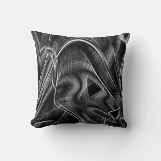 Many twisted with gray grooves on black background throw pillow (Front)